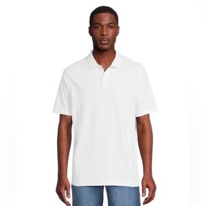 NWT George Men's Pique Polo Shirt with Short Sleeves, White 2XL Soft knit